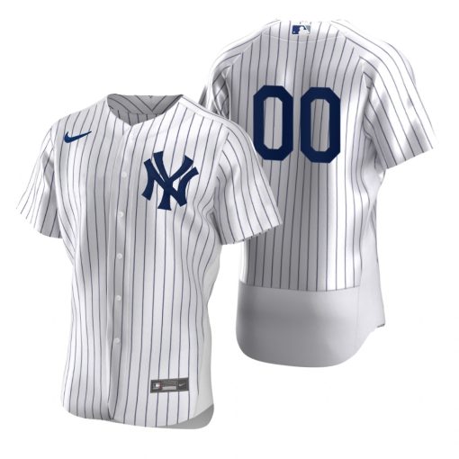 Custom New York Yankees White Blue Stripe Stitched Flex Base Jersey