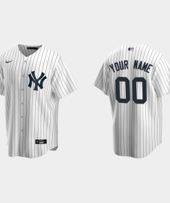Custom New York Yankees White Cool Base Home Jersey
