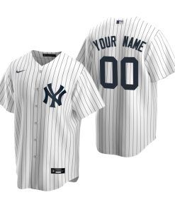 Custom New York Yankees White Stripe Stitched Cool Base Jersey