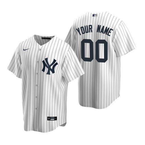 Custom New York Yankees White Stripe Stitched Cool Base Jersey