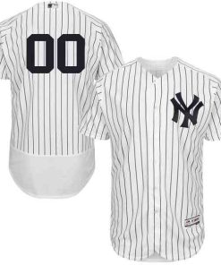 Custom New York Yankees White Stripe Stitched Flex Base Jersey