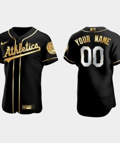 Custom Oakland Athletics Golden Edition Flex Base Jersey Black