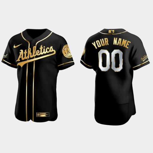 Custom Oakland Athletics Golden Edition Flex Base Jersey Black