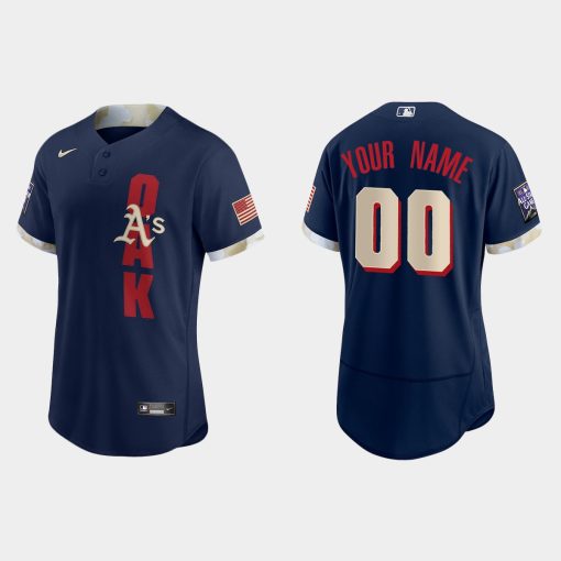 Custom Oakland Athletics 2021 All-star Game Flex Base Jersey Navy