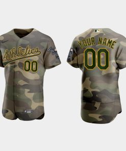Custom Oakland Athletics 2021 National Armed Forces Day Flex Base Jersey Camo