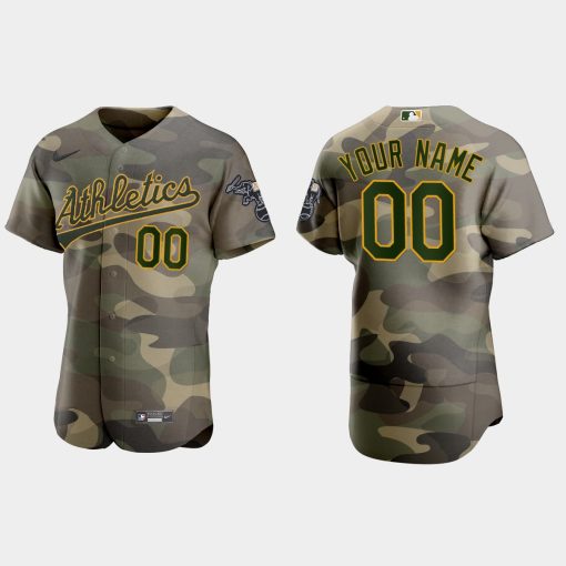 Custom Oakland Athletics 2021 National Armed Forces Day Flex Base Jersey Camo