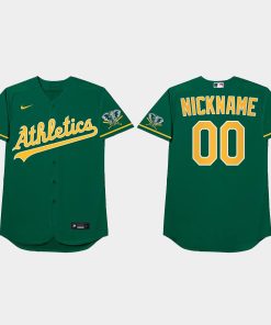 Custom Oakland Athletics 2021 Players' Weekend Nickname Jersey Green