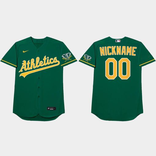 Custom Oakland Athletics 2021 Players' Weekend Nickname Jersey Green