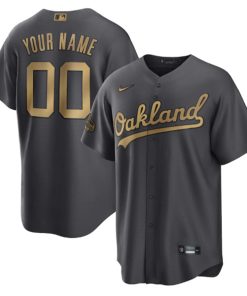 Custom Oakland Athletics Active Player Charcoal 2022 All-star Cool Base Stitched Baseball Jersey