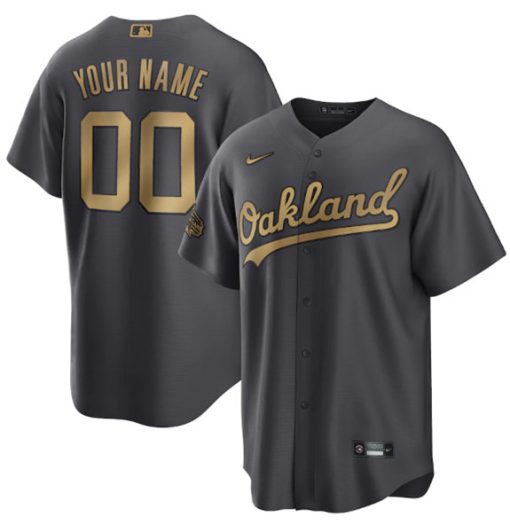 Custom Oakland Athletics Active Player Charcoal 2022 All-star Cool Base Stitched Baseball Jersey