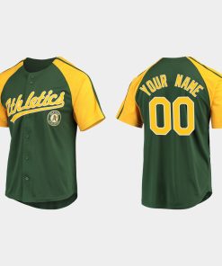 Custom Oakland Athletics Cool Base Button-down Raglan Jersey Green