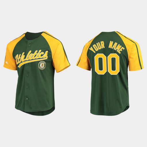 Custom Oakland Athletics Cool Base Button-down Raglan Jersey Green