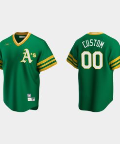 Custom Oakland Athletics Cooperstown Collection Road Jersey Kelly Green