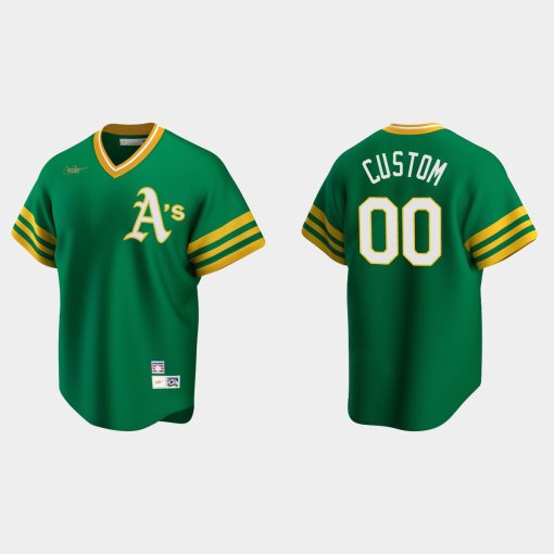 Custom Oakland Athletics Cooperstown Collection Road Jersey Kelly Green