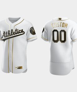 Custom Oakland Athletics Flex Base Golden Edition Jersey White