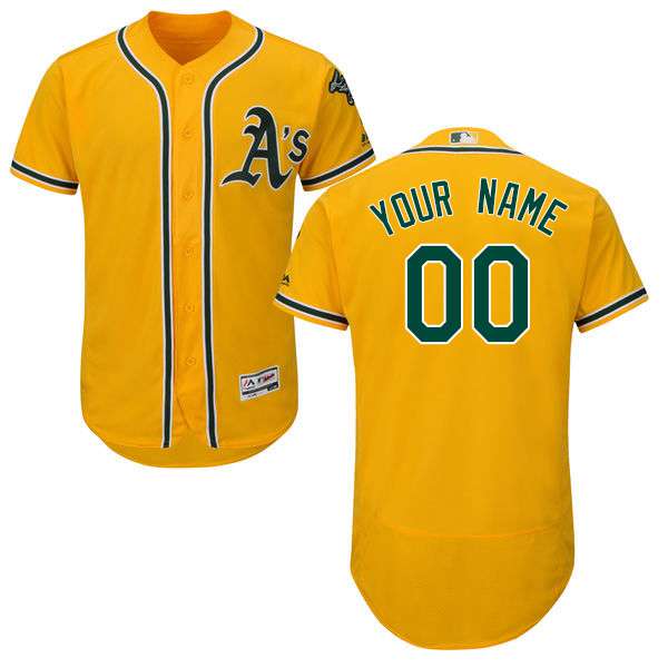 Custom Oakland Athletics Yellow Green Stitched Flex Base Jersey ...