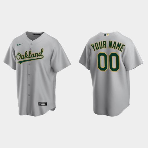 Custom Oakland Athletics Gray Cool Base Road Jersey