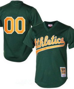 Custom Oakland Athletics Green 1998 Mesh Batting Practice Throwback Cooperstown Collection Baseball Jersey