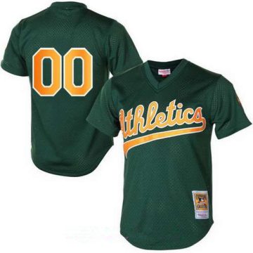 Custom Oakland Athletics Green 1998 Mesh Batting Practice Throwback Cooperstown Collection Baseball Jersey