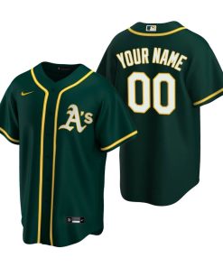 Custom Oakland Athletics Green Stitched Cool Base Jersey