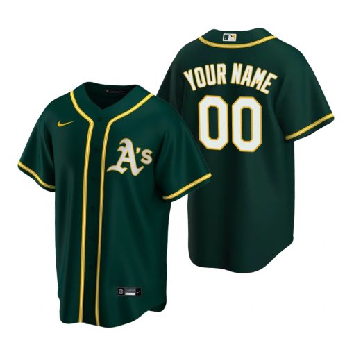 Custom Oakland Athletics Green Stitched Cool Base Jersey