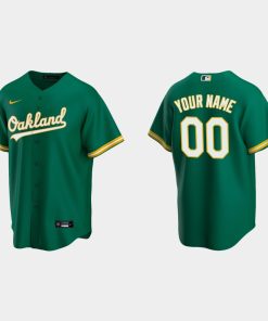 Custom Oakland Athletics Green Cool Base Alternate Jersey