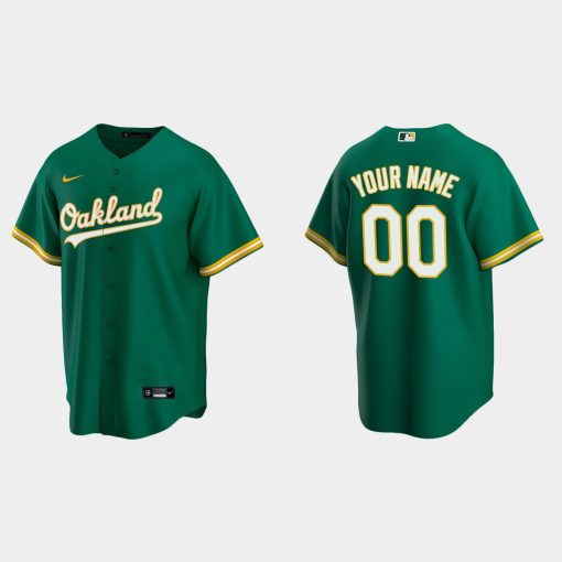 Custom Oakland Athletics Green Cool Base Alternate Jersey