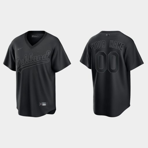 Custom Oakland Athletics Pitch Black Fashion Cool Base Jersey Black