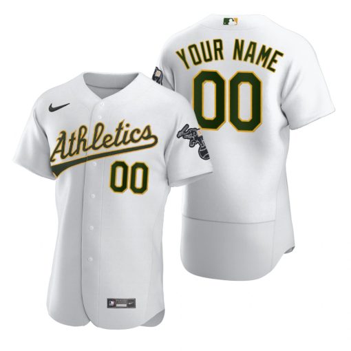 Custom Oakland Athletics White Stitched Flex Base Jersey