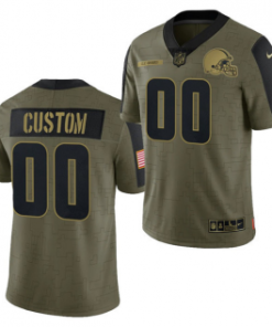 Custom Olive Cleveland Browns Active Player 2021 Salute To Service Limited Stitched Jersey