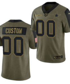 Custom Olive Dallas Cowboys Active Player 2021 Salute To Service Limited Stitched Jersey