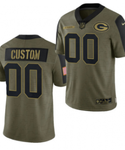Custom Olive Green Bay Packers Active Player 2021 Salute To Service Limited Stitched Jersey