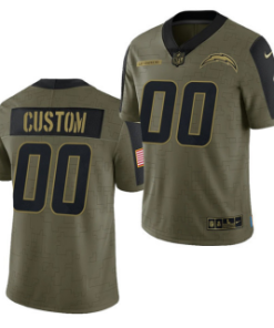 Custom Olive Los Angeles Chargers Active Player 2021 Salute To Service Limited Stitched Jersey