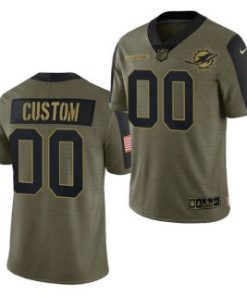 Custom Olive Miami Dolphins Active Player 2021 Salute To Service Limited Stitched Jersey