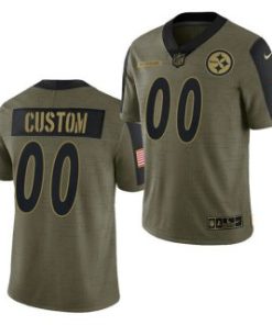 Custom Olive Pittsburgh Steelers Active Player 2021 Salute To Service Limited Stitched Jersey
