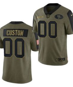 Custom Olive San Francisco 49ers 2021 Salute To Service Limited Stitched Jersey