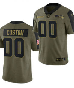 Custom Olive Seattle Seahawks Active Player 2021 Salute To Service Limited Stitched Jersey