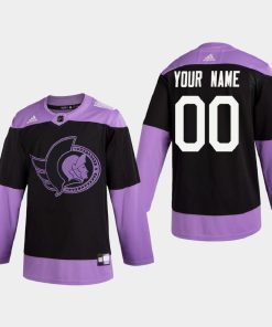 Custom Ottawa Senators 2020 Hockey Fights Cancer 2d Practice Purple Jersey