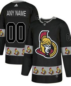 Custom Ottawa Senators Black Team Logos Fashion Jersey