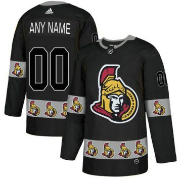 Custom Ottawa Senators Black Team Logos Fashion Jersey