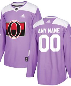 Custom Ottawa Senators Purple Pink Hockey Fights Cancer Practice Jersey