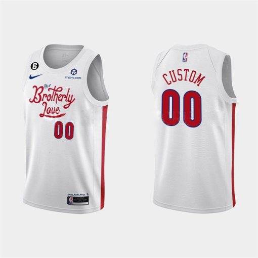 Custom Philadelphia 76ers Active Player 2022-23 White City Edition Stitched Basketball Jersey