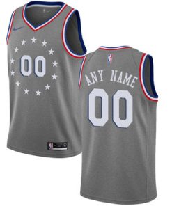 Custom Philadelphia 76ers Swingman Gray City Edition Jersey