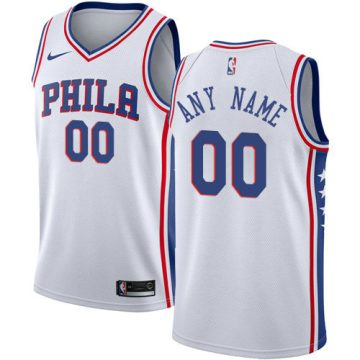 Custom Philadelphia 76ers Swingman White Home Association Edition Jersey