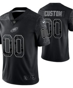 Custom Philadelphia Eagles Active Player Black Reflective Limited Stitched Jersey
