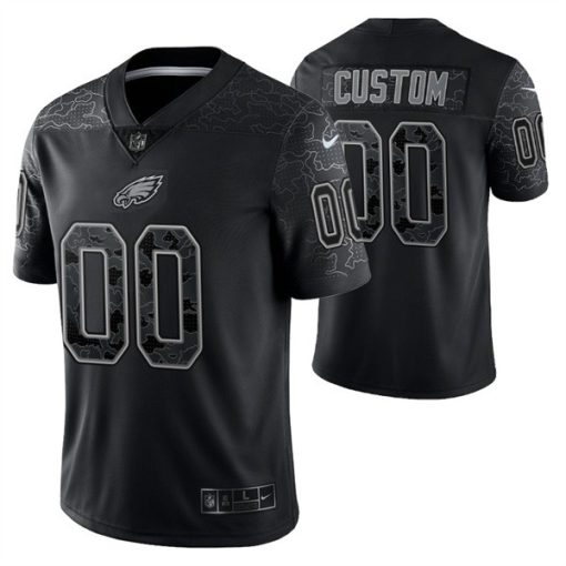 Custom Philadelphia Eagles Active Player Black Reflective Limited Stitched Jersey