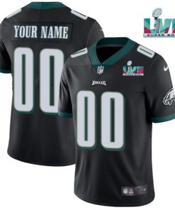 Custom Philadelphia Eagles Active Player Black Super Bowl Lvii Patch Vapor Untouchable Limited Stitched Jersey