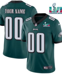 Custom Philadelphia Eagles Active Player Green Super Bowl Lvii Patch Vapor Untouchable Limited Stitched Jersey