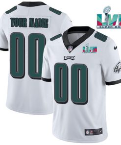 Custom Philadelphia Eagles Active Player White Super Bowl Lvii Patch Vapor Untouchable Limited Stitched Jersey
