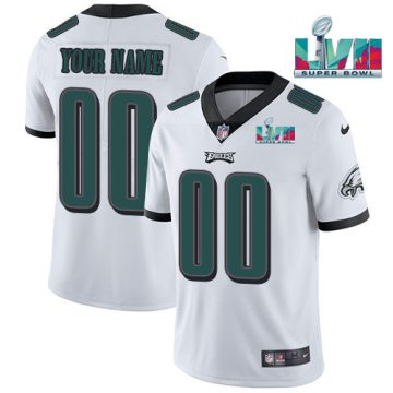 Custom Philadelphia Eagles Active Player White Super Bowl Lvii Patch Vapor Untouchable Limited Stitched Jersey